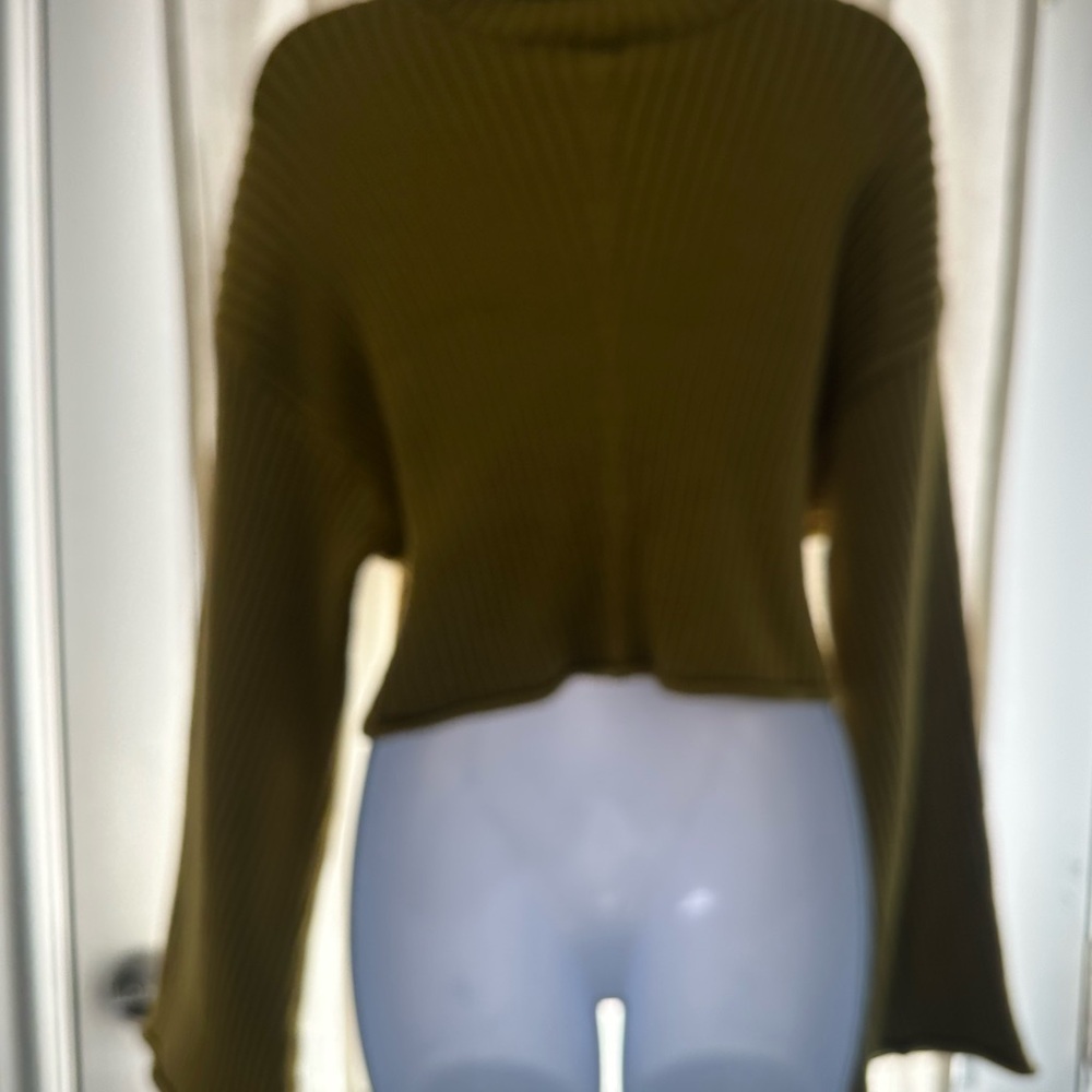 Olive Ribbed Turtleneck Sweater - Picture 2 of 4